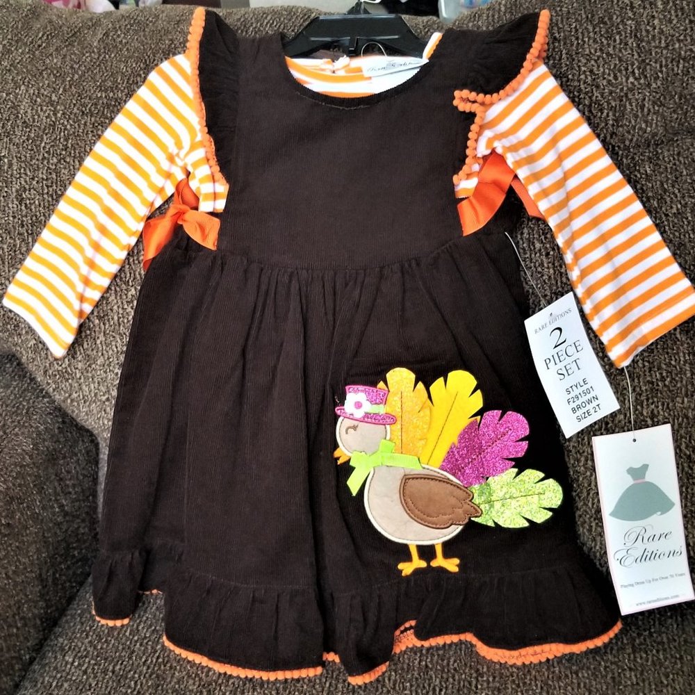 Rare Edition Thanksgiving 2pc Toddler Dress 24m, 2T NWT